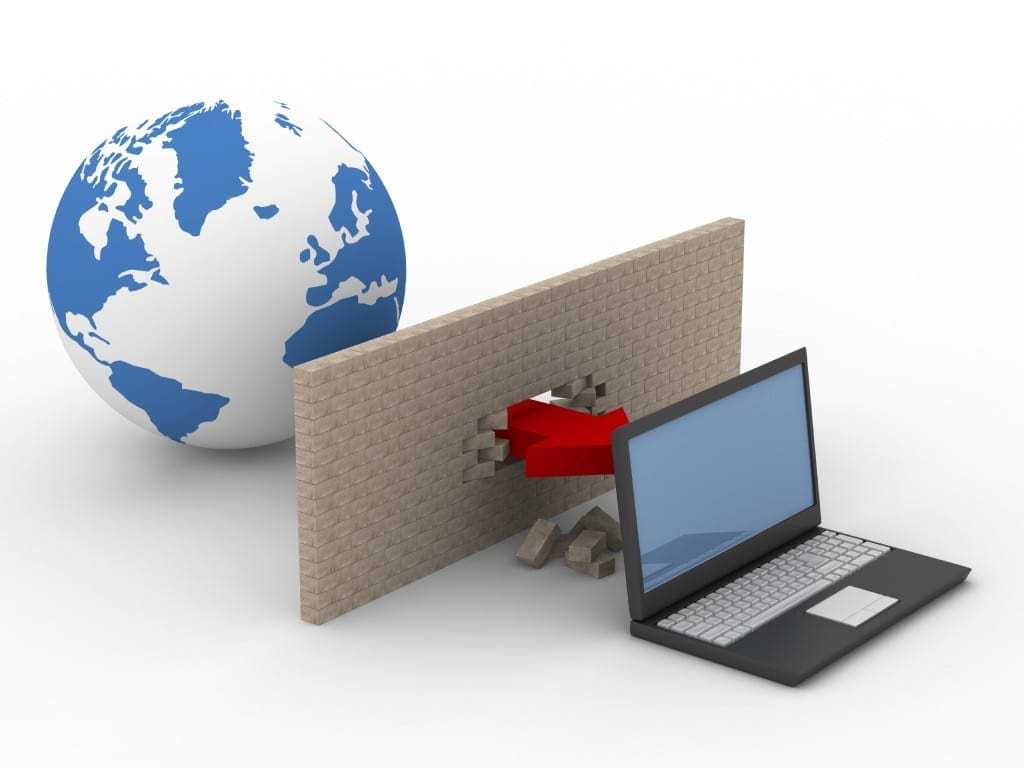 Protected global network the Internet. 3D image.