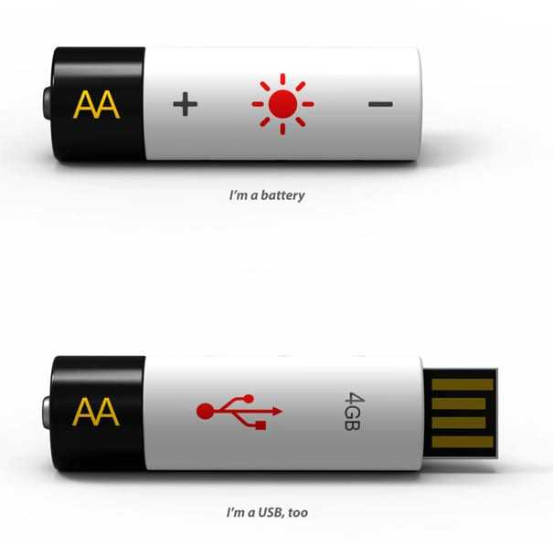 Μια επαναφορτιζόμενη μπαταρία/USB: εξαιρετική ιδέα!