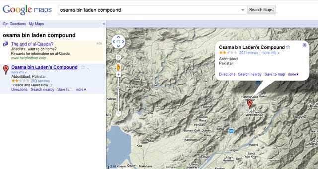 Google Maps: έχει αναβαθμιστεί με ακριβή τοποθεσία για το “Osama bin Laden’s Compound” – το καταφύγιο του Μπιν Λάντεν…