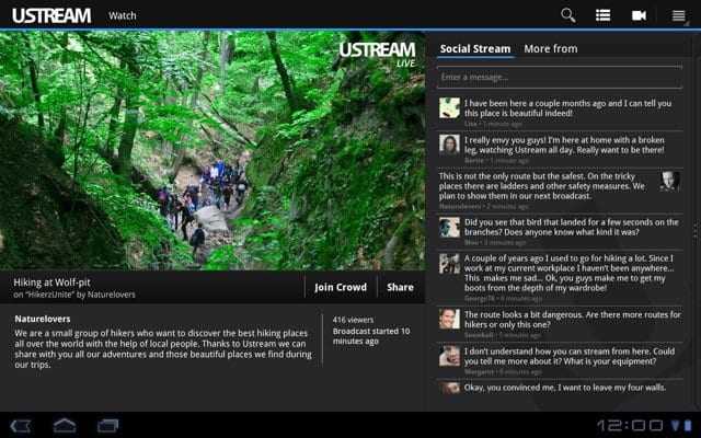 Λανσάρισμα για το Ustream – και τα Android Honeycomb tablet…