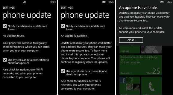Windows Phone – εμφάνιση για πακέτα hardware update…