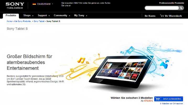 Sony Tablet S: πωλείται – στη Γερμανία…