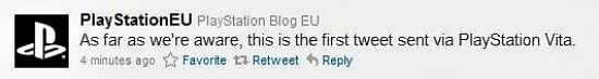 Το πρώτο tweet από το Playstation Vita…