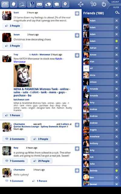 Facedroid – ένα custom tablet Facebook interface