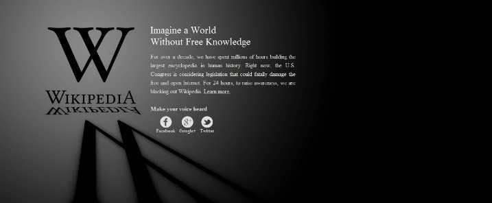 Wikipedia στο ‘μαύρο’ σε διαμαρτυρία…