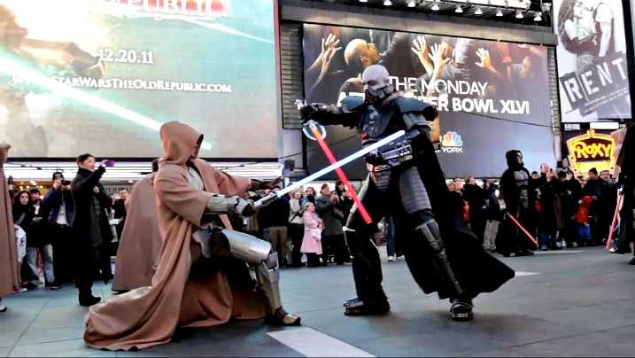 Star Wars lightsaber freeze mob στηνTimes Square