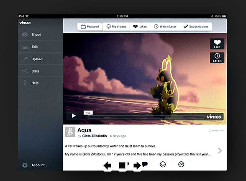 Vimeo 2.0 – με native iPad UI, Vimeo music store
