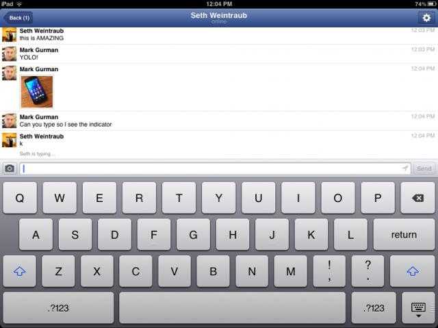 Screenshots για το Facebook Messenger του iPad