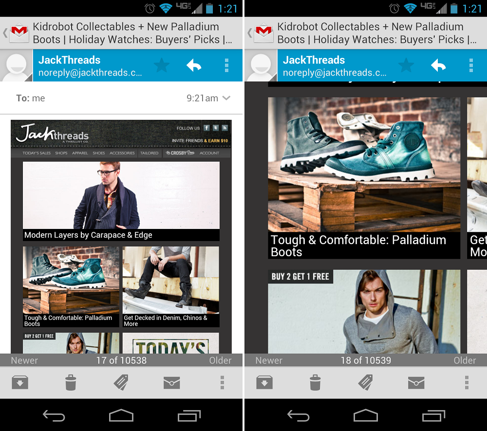 Gmail For Android – με Swiping & Resizing…