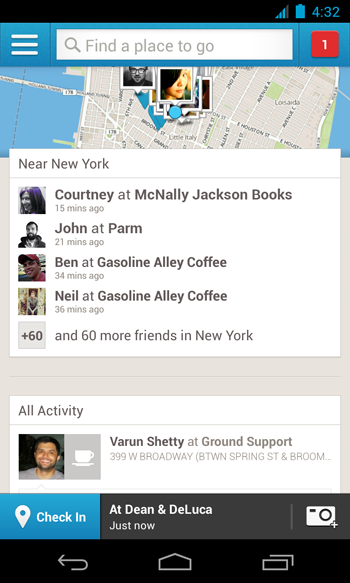 Νέο Foursquare for Android