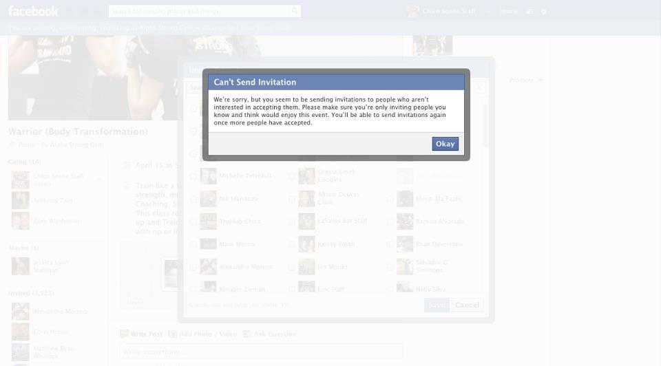 Facebook – βάζε Invitation Limitations για Events;