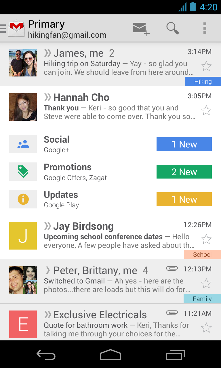 Gmail – νέο Tabbed Inbox για Android