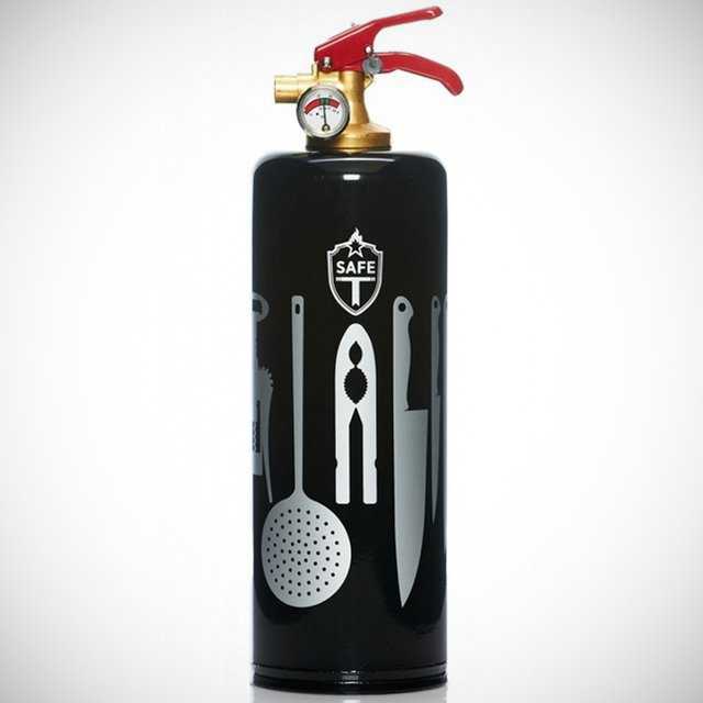 Designer Kitchen Black Fire Extinguisher by Safe T