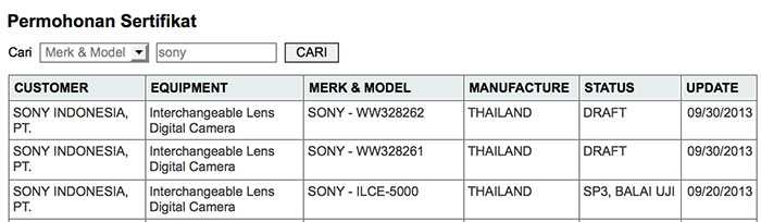 Sony ILCE-5000 – νέα Sony;