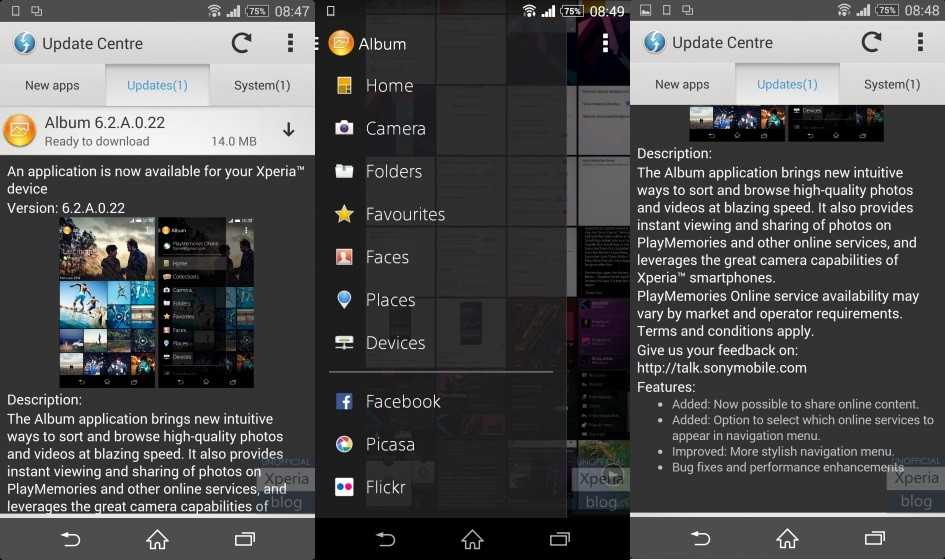 Sony Album 6.2.A.0.22 για τα Xperia…