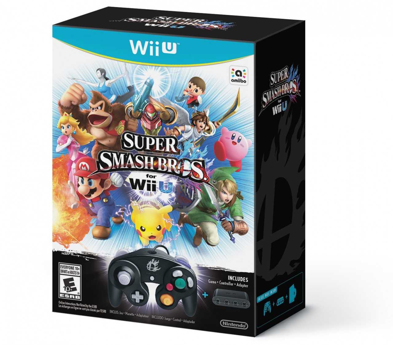Smash Bros. WiiU + Gamecube Controller / Adapter Bundle Box