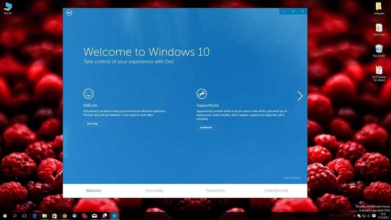 “Welcome to Windows 10” App